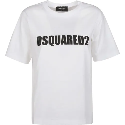 Weißes Easy Fit T-Shirt , Damen, Größe: XS - Dsquared2 - Modalova