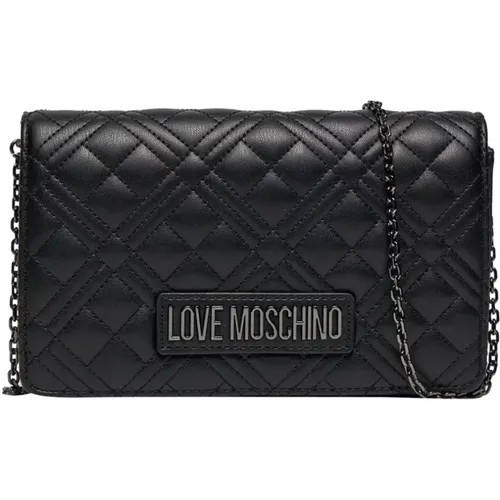 Gepolsterte Schultertasche Schwarz Metall - Love Moschino - Modalova