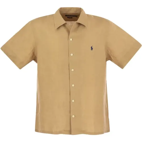 Short-sleeved linen shirt , male, Sizes: M, XL - Ralph Lauren - Modalova