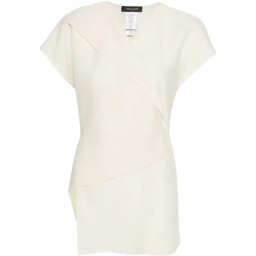 V-neck wrap blouse , female, Sizes: M, S - Fabiana Filippi - Modalova