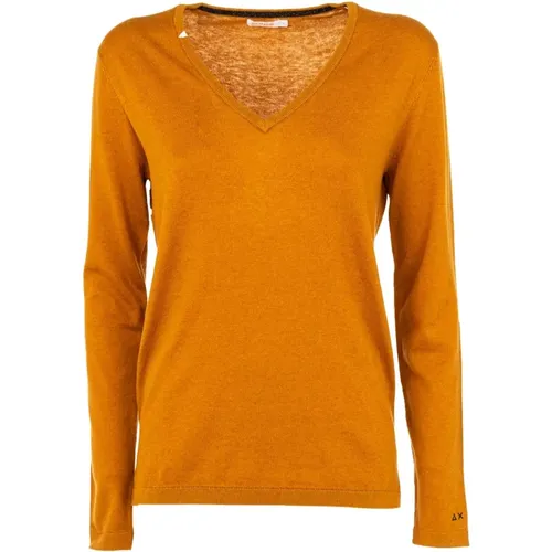 Damen V-Ausschnitt Pullover , Damen, Größe: M - Sun68 - Modalova