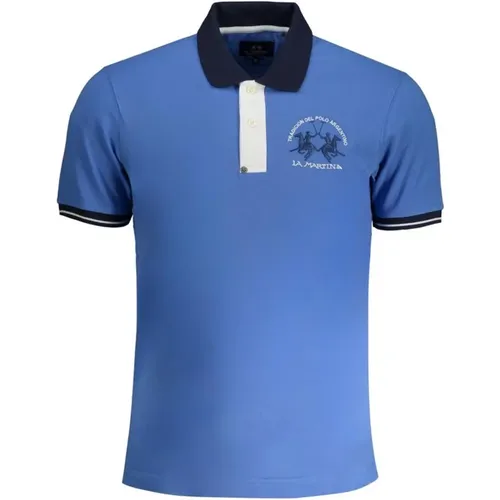 Blaues Baumwoll-Poloshirt Klassisches Design , Herren, Größe: 2XL - LA MARTINA - Modalova