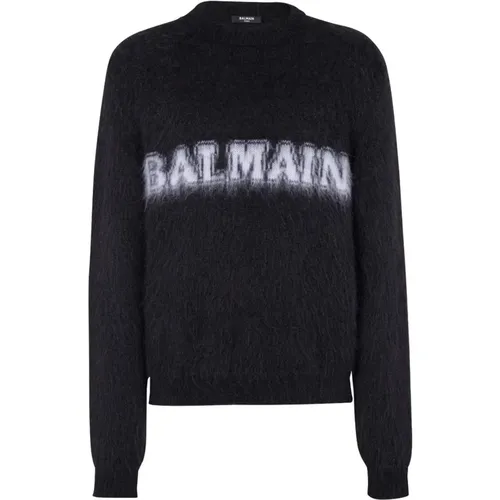 Logo-Print Mohair Jumper , male, Sizes: S - Balmain - Modalova