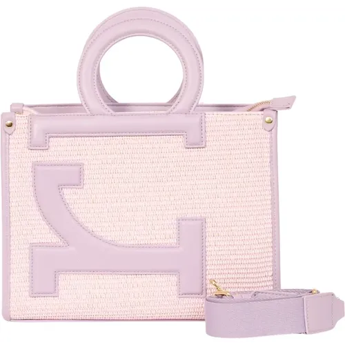 Rosa Handtasche mit Reißverschluss und abnehmbarem Riemen , Damen, Größe: ONE Size - roccobarocco - Modalova