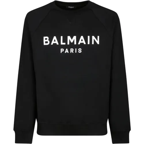 Schwarzer Logo-Print-Sweatshirt , Herren, Größe: XL - Balmain - Modalova