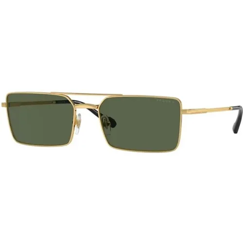 Polarized Green Sunglasses with Gold Frame , unisex, Sizes: 57 MM - Vogue - Modalova