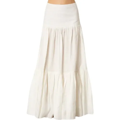Linen Midi Skirt , female, Sizes: M, XS, S - Actualee - Modalova