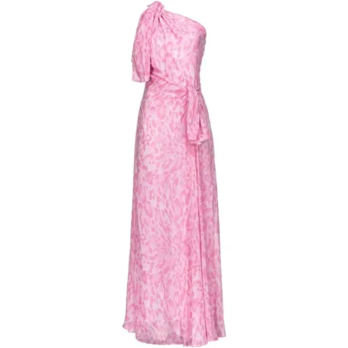 Rosa Animal Print One-Shoulder Kleid , Damen, Größe: XS - pinko - Modalova