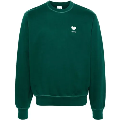 Herzblumenlogo Grüner Sweatshirt , Herren, Größe: S - Arte Antwerp - Modalova