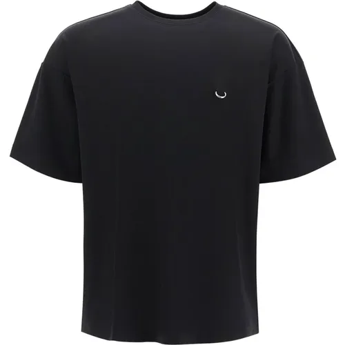 Oversized Crew Neck T-shirt mit Piercing , Herren, Größe: L - Mugler - Modalova