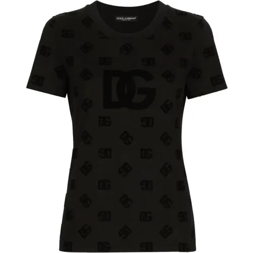 Monogram Tee Shirt Classic Style , female, Sizes: M, XS - Dolce & Gabbana - Modalova