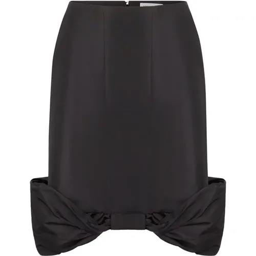 Schwarzer Taffeta Bow Peplum Midi Rock , Damen, Größe: S - Nina Ricci - Modalova