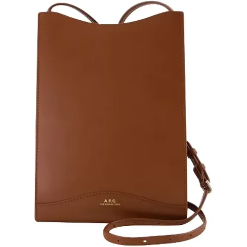 Hazelnut Leather Crossbody Bag , female, Sizes: ONE SIZE - A.p.c. - Modalova