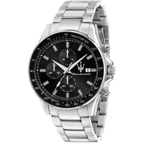 Sfida Chronograph Date Stainless Steel Watch , male, Sizes: ONE SIZE - Maserati - Modalova