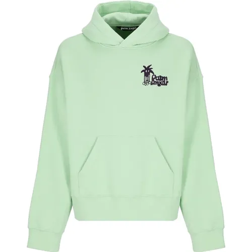 Grüner Baumwollhoodie für Männer , Herren, Größe: M - Palm Angels - Modalova