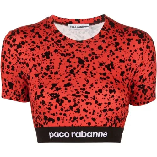 Rotes Paint-Splatter Crop Top , Damen, Größe: XS - Paco Rabanne - Modalova