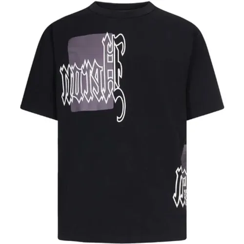 Gotisches Schwarzes Baumwoll-Polyester-T-Shirt , Herren, Größe: XS - Heron Preston - Modalova