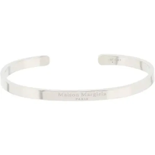 Silbernes Cuff Armband mit Graviertem Logo , Damen, Größe: L - Maison Margiela - Modalova