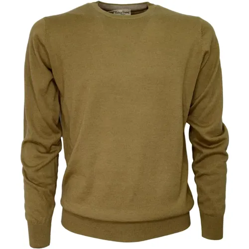 Beige Crew Neck Sweater 1535 , male, Sizes: 4XL - Cashmere Company - Modalova