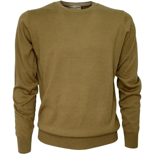 Beige Crew Neck Sweater 1535 , male, Sizes: 4XL, M - Cashmere Company - Modalova
