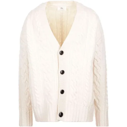 Knitted Cable Cardigan in , female, Sizes: L - Ami Paris - Modalova