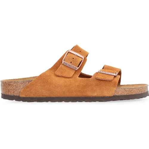 Leder Buckle Slides , Herren, Größe: 40 EU - Birkenstock - Modalova