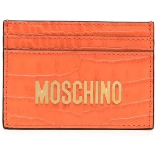 Stylish Crocodile Leather Card Holder , male, Sizes: ONE SIZE - Moschino - Modalova