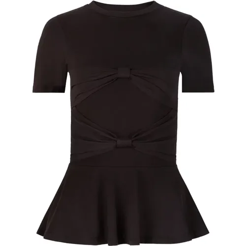 Schwarzes Peplum-T-Shirt mit Schleifendetail - Nina Ricci - Modalova