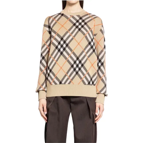 Signature Check Wool Blend Sweater , female, Sizes: XS, S, M - Burberry - Modalova