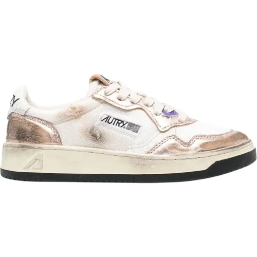 Retro-Stil Goldene Sneakers , Damen, Größe: 38 EU - Autry - Modalova