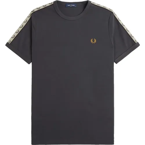 Ringer T-Shirt Anchor Grey / Black , Herren, Größe: XL - Fred Perry - Modalova