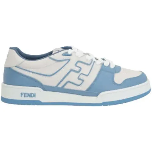 Low-Top Leder Sneakers Weiß Blau - Fendi - Modalova