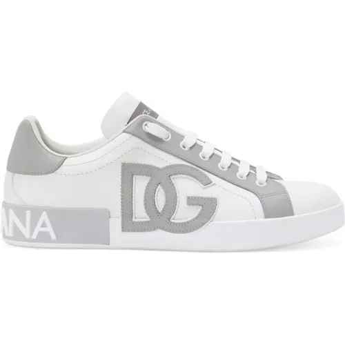 Weiße Sneakers mit Panel-Design , Herren, Größe: 43 EU - Dolce & Gabbana - Modalova