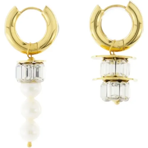 Mismatched Donut Earrings with Pearls and Rhinestones , female, Sizes: ONE SIZE - Timeless Pearly - Modalova