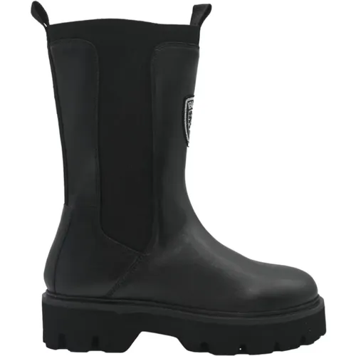 Leder Chelsea Boot Schwarz , Damen, Größe: 37 EU - Blauer - Modalova