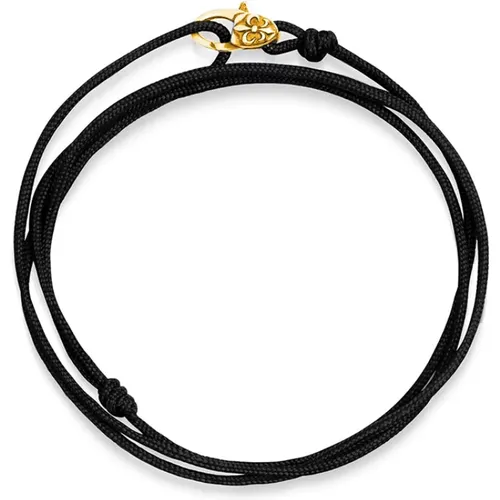 Schwarzes Wrap-Around String Armband mit Fleur de Lis Verschluss , Herren, Größe: ONE Size - Nialaya - Modalova