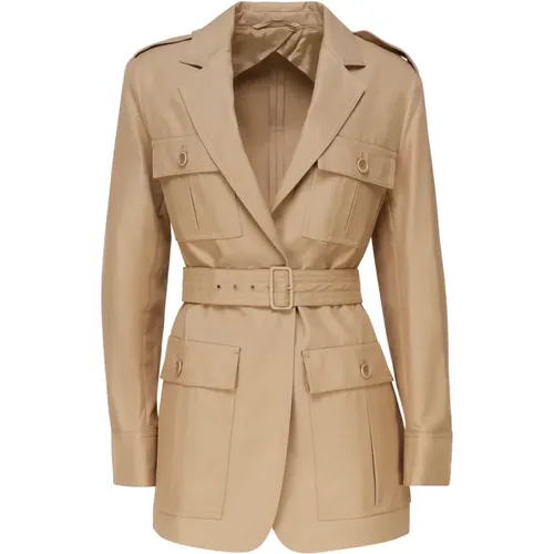 Leather Trench Coat Beige , female, Sizes: S, XS - Max Mara - Modalova