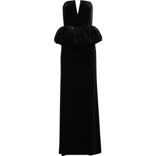 Elegant Velvet Peplum Maxi Dress , female, Sizes: M, S - Self Portrait - Modalova