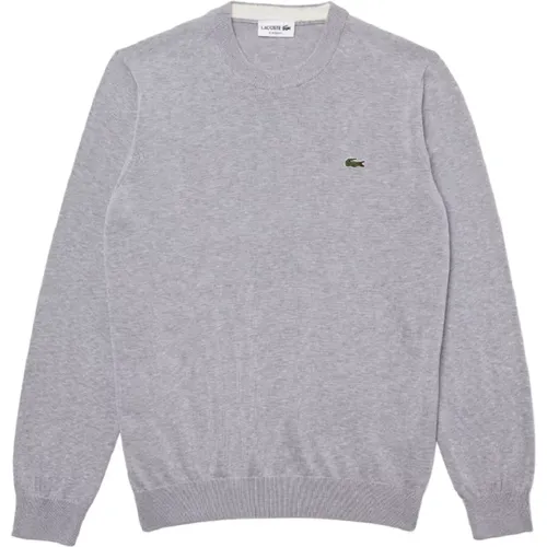 Klassischer Grauer Sweatshirt mit grüner Krokodil-Stickerei , Herren, Größe: 3XL - Lacoste - Modalova