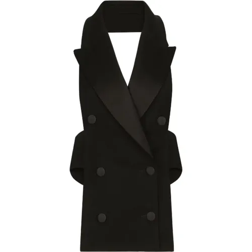 Schwarze Wollmischungsweste mit offenem Rücken - Dolce & Gabbana - Modalova