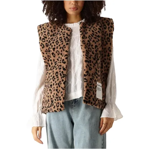 Leopard Teddy Gilet für Frauen , Damen, Größe: Xs/S - Colourful Rebel - Modalova