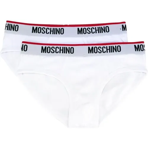 Weiße Unterwäsche mit Bronze-Detail , Herren, Größe: S - Moschino - Modalova