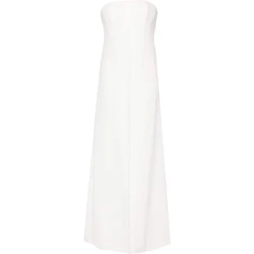 Weiße Trägerlose Kleid mit Falten - alberta ferretti - Modalova