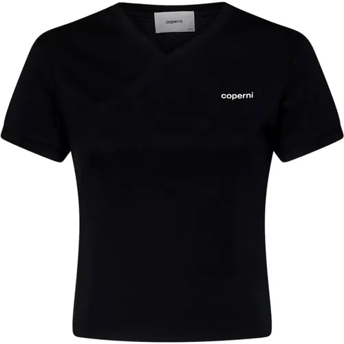 V-Neck Logo Print T-Shirt , female, Sizes: S - Coperni - Modalova
