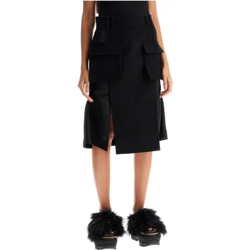 Flared Hybrid Skirt with Pockets , female, Sizes: S - Sacai - Modalova