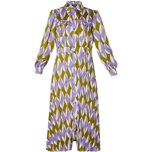 Midi-Kleid mit geometrischem Muster , Damen, Größe: M - Liu Jo - Modalova