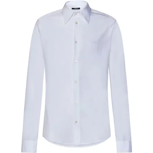 Weiße Hemden mit Knopfleiste und Logo-Stickerei , Herren, Größe: 2XL - Balmain - Modalova