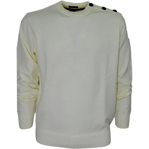 Men`s Sweater Cop1032 in Cream Color, Merino Crew Neck, Pure Bretagne Wool , male, Sizes: XL, M - PAUL & SHARK - Modalova