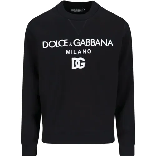 Schwarzer Logo Rundhalspullover , Herren, Größe: S - Dolce & Gabbana - Modalova