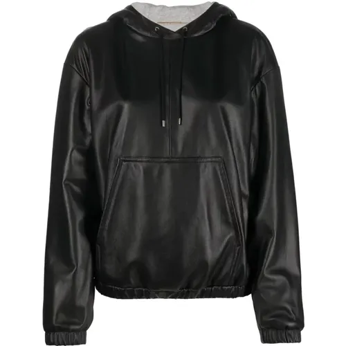Leather Hooded Top , female, Sizes: 3XL, 2XL - Saint Laurent - Modalova